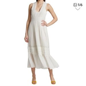 Magaschoni organic cotton White Sleeveless long length Midi Dress